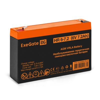 Exegate EX285651RUS АКБ ExeGate HR 6-7.2 (6V 7.2Ah, клеммы F1)