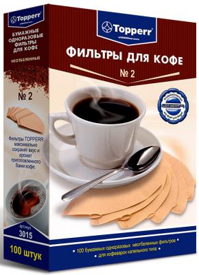 Фильтры для кофе для кофеварок капельного типа Topper №2 неотбеленные 1x2 (упак.:100шт)