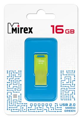 Флеш накопитель 16GB Mirex Mario, USB 2.0, Зеленый флеш накопитель 32gb mirex mario usb 2 0 зеленый