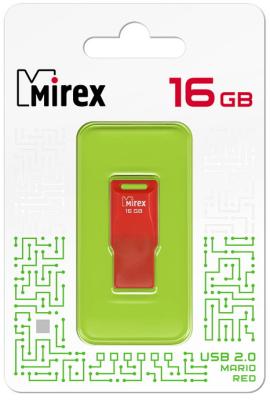 Флеш накопитель 16GB Mirex Mario, USB 2.0, Красный флеш накопитель 32gb mirex mario usb 2 0 зеленый