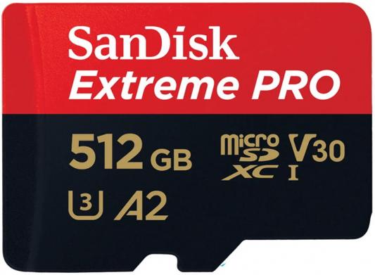 Флеш карта microSD 512GB SanDisk microSDXC Class 10 UHS-I A2 C10 V30 U3 Extreme Pro (SD адаптер) 170MB/s