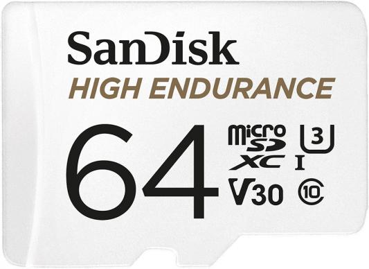 Флеш карта microSD 64GB SanDisk microSDXC Class 10 UHS-I U3 V30 High Endurance Video Monitoring Card SDSQQNR-064G-GN6IA