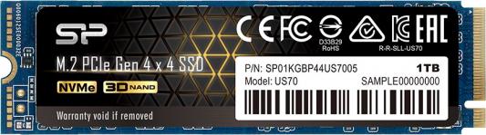 Твердотельный накопитель SSD M.2 1 Tb Silicon Power US70 Read 5000Mb/s Write 4400Mb/s 3D NAND TLC (SP01KGBP44US7005)