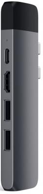 USB-хаб Satechi Aluminum Pro Hub with Ethernet & 4K HDMI для MacBook Air (2018-2020), MacBook Pro (2018-2020). Порты: HDMI 4K, USB-C Power Delivery (87W), micro SD, 2 x USB 3.0, Gigabit Ethernet. Цвет серый космос.