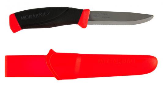 Нож Morakniv Companion F (11828) стальной лезв.99мм серрейт. заточка черный/красный