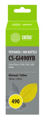 Чернила Cactus CS-GI490YB желтый100мл для Canon Pixma G1400/G2400/G3400
