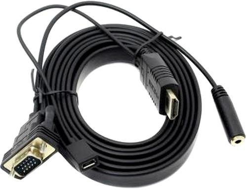 Кабель-переходник HDMI(M)+microUSB --> VGA_M+audio 1,8м 1080*60Hz, VCOM <CG598-1.8M>