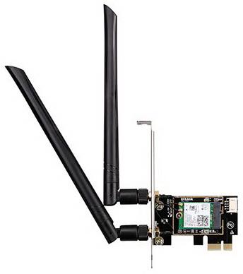 Wireless AX3000 Dual-band PCI Express Adapter.802.11a/b/g/n/ac and 802.11ax compatible, switchable Dual band 2.4 GHz or 5 GHz; Up to 2402 Mbps data transfer rate in 802.11ax mode 5 GHz, up to 574 Mbps data transfer rate in 802.11ax mode 2.4 GHz, Bl