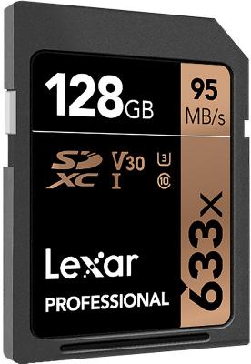 Карта памяти SD XC 128Gb Lexar Professional 633x
