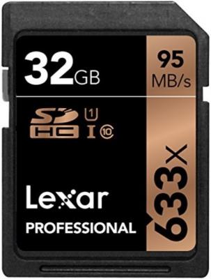 LEXAR 32GB  Professional 633x SDHC UHS-I cards,  up to 95MB/s read 20MB/s write C10 V10 U1, Global