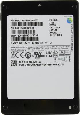 Твердотельный накопитель SSD 2.5" 960 Gb Samsung PM1643a Read 2100Mb/s Write 1000Mb/s 3D NAND TLC MZILT960HBHQ-00007
