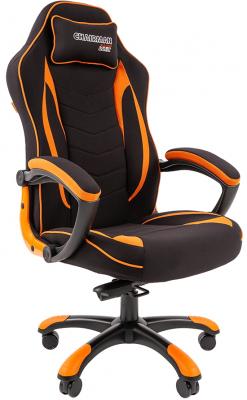 Игровое кресло Chairman game 28 чёрное/оранжевое (ткань, пластик, газпатрон 3 кл, ролики, механизм качания)