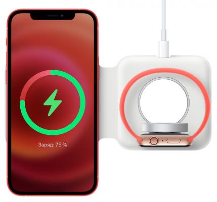 Беспроводное зарядное устройство Apple MagSafe Duo Charger USB-C 8-pin Lightning белый (MHXF3ZE/A)