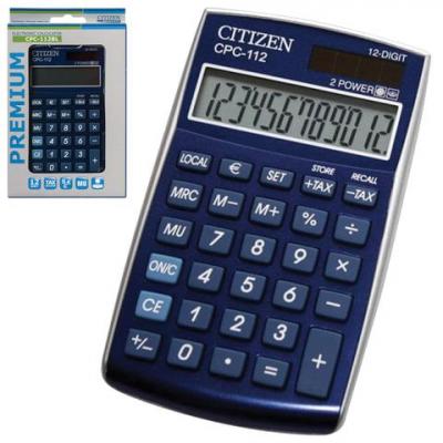 Калькулятор карманный Citizen CPC-112BLWB 12-разрядный синий