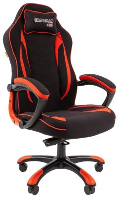 Игровое кресло Chairman game 28 чёрное/красное (ткань, пластик, газпатрон 3 кл, ролики, механизм качания)