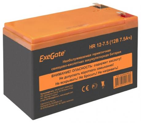 Exegate EX285638RUS Аккумуляторная батарея HR 12-7.5 (12V 7.5Ah 1228W, клеммы F2)