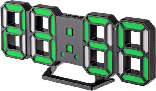 Perfeo LED часы-будильник "LUMINOUS 2", черный корпус / зелёная подсветка (PF-6111) [PF_B4926]