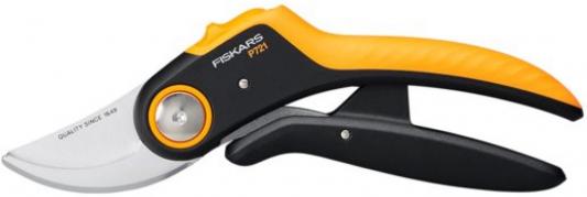 Секатор плоскостной Fiskars PowerLever P721 черный/оранжевый (1057170)