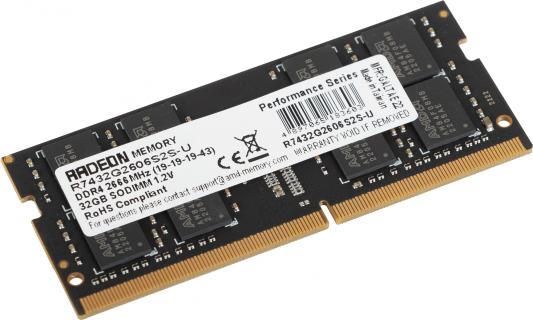 Оперативная память для ноутбука 32Gb (1x32Gb) PC4-21300 2666MHz DDR4 SO-DIMM CL19 AMD R7 Performance