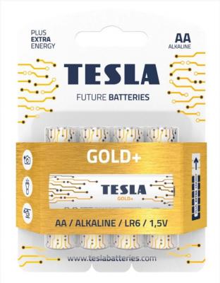 Батарейки Tesla GOLD AA+ 4ks GOLD Alkaline AA (LR06, пальчиковая, блистер/4)