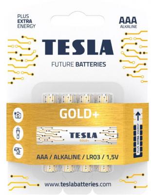 Батарейки Tesla GOLD AAA+4ks GOLD Alkaline AAA (LR03, минипальчиковая, блистер) блистер 4