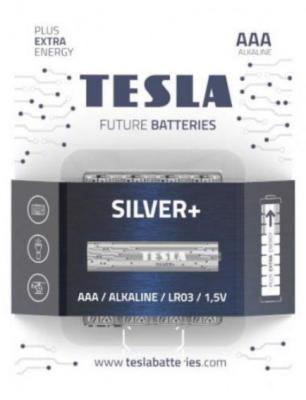 Батарейки Tesla SILVER AAA+4ks Alkaline AAA (LR03, микропальчиковая, блистер) блистер /4