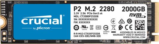 Твердотельный накопитель SSD M.2 2 Tb Crucial P2 CT2000P2SSD8 Read 2400Mb/s Write 1900Mb/s 3D QLC NAND