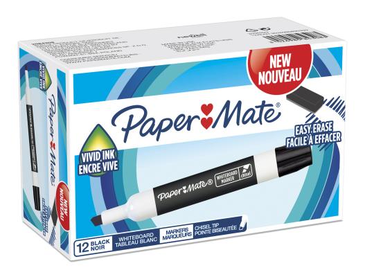 Набор маркеров для досок Paper Mate 2084308 Sharpie скошенный пиш. наконечник черный коробка (12шт.)