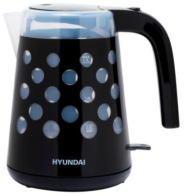 Чайник электрический Hyundai HYK-G2012 2200 Вт чёрный прозрачный 1.7 л пластик