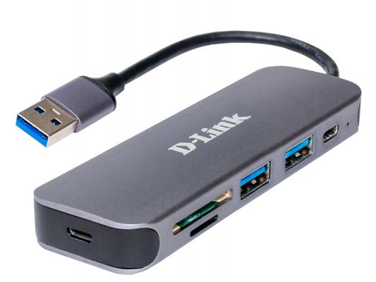 Концентратор USB 3.0 D-Link DUB-1325/A1A 2 х USB 3.0 USB Type-C SD microSD серый
