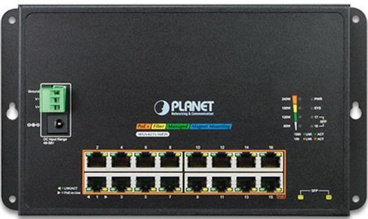 PLANET WGS-4215-16P2S IP40, IPv6/IPv4, 16-Port 1000T 802.3at PoE + 2-Port 100/1000X SFP Wall-mount Managed Ethernet Switch (-10 to 60 C, dual power input on 48-56VDC terminal block and power jack, SNMPv3, 802.1Q VLAN, IGMP Snooping, SSL, SSH, ACL)