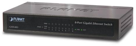 PLANET 8-Port 10/100/1000Mbps Gigabit Ethernet Switch (External Power) - Metal Case