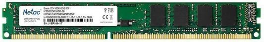 Оперативная память для компьютера 8Gb (1x8Gb) PC3-12800 1600MHz DDR3L DIMM CL11 Netac Basic NTBSD3P16SP-08