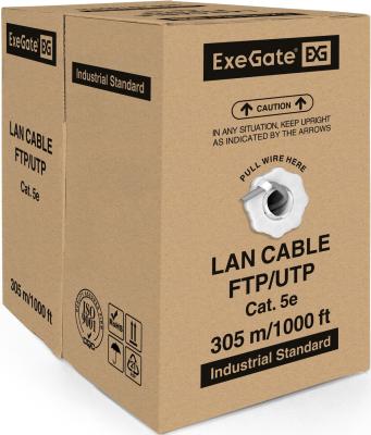 Exegate EX256748RUS Кабель UTP 4 пары кат.5e Exegate бескислородная медь,24AWG, FLUKE® test pass, бухта 305м, серый, PVC