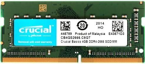 Память DDR4 4Gb 2666MHz Crucial CB4GS2666 Basics RTL PC4-21300 CL19 SO-DIMM 260-pin 1.2В single rank