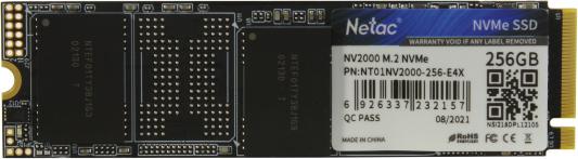 Твердотельный накопитель SSD M.2 Netac 256Gb NV2000 Series <NT01NV2000-256-E4X> Retail (PCI-E 3.1 x4, up to 2500/1000MBs, 3D NAND, 150TBW, NVMe 1.4, 22х80mm)