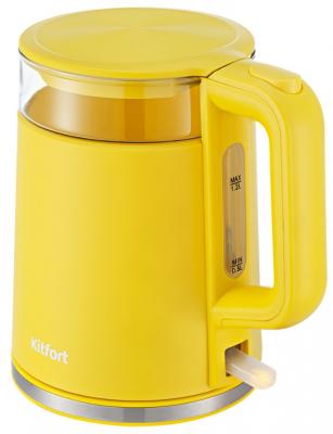 Чайник электрический Kitfort KT-6124-5 1.2л. 2200Вт желтый (корпус: пластик)