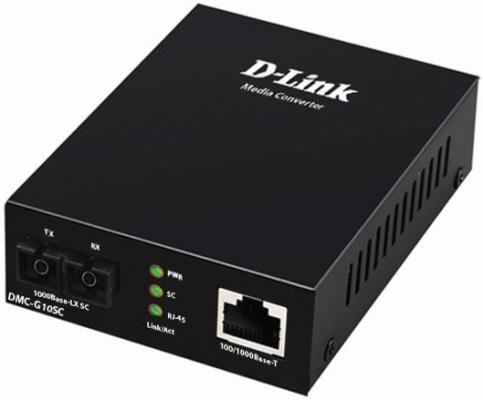 DMC-G10SC/A1A Медиаконвертер с 1 портом 100/1000Base-T и 1 портом 1000Base-LX с разъемом SC для одномодового оптического кабеля (до 10 км), {20}, (458231)