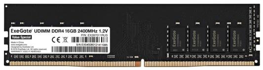 Оперативная память для компьютера 16Gb (1x16Gb) PC4-19200 2400MHz DDR4 DIMM CL17 Exegate Value Special (EX287011RUS)