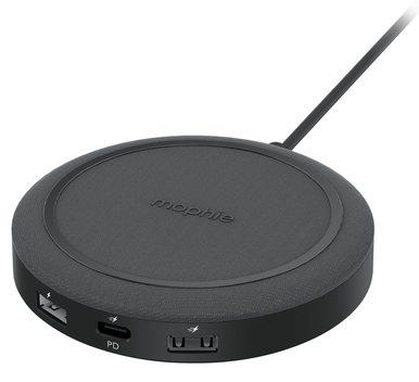 Беспроводное зарядное устройство Mophie Universal Wireless Charging Hub. Цвет: черный. В комплекте адаптер питания от сети.