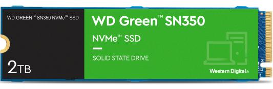 Накопитель твердотельный WD Твердотельный накопитель SSD WD Green SN350 NVMe WDS200T3G0C 2ТБ M2.2280 (QLC)