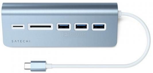 Концентратор USB Type-C Satechi ST-TCHCRB 3 х USB 3.0 USB Type-C microSD синий