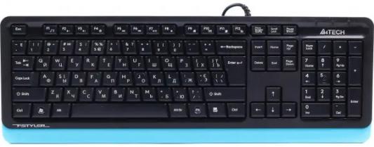 Клавиатура проводная A4TECH Fstyler FKS10 USB черный синий