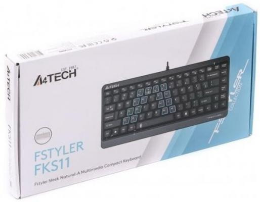 Клавиатура проводная A4TECH FKS11 USB серый черный
