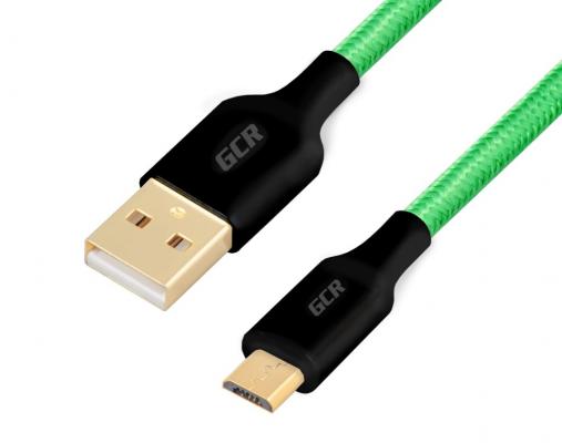Кабель Micro-B USB 3м Green Connection GCR-51260 круглый черный/зеленый