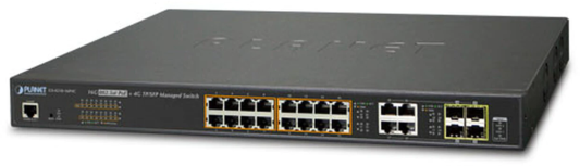 PLANET IPv6/IPv4, 16-Port Managed 802.3at POE+ Gigabit Ethernet Switch + 4-Port Gigabit Combo TP/SFP (220W)