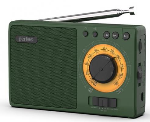 Perfeo радиоприемник аналоговый,всеволновый ЗАРЯ/ MP3/ питание 18650/зеленый(i10GR) [PF_C3278]