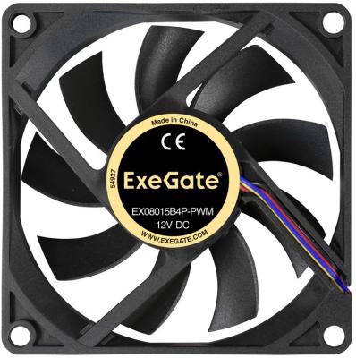 Exegate EX288924RUS Вентилятор ExeGate EX08015B4P-PWM (80x80x15 мм, 2-Ball (двойной шарикоподшипник), 4pin, PWM, 24dBA)
