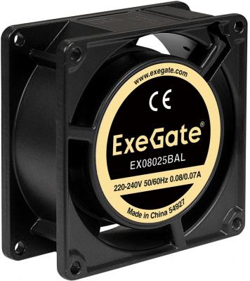 Exegate EX288997RUS Вентилятор 220В ExeGate EX08025BAL (80x80x25 мм, 2-Ball (двойной шарикоподшипник), подводящий провод 30 см, 2600RPM, 32dBA)