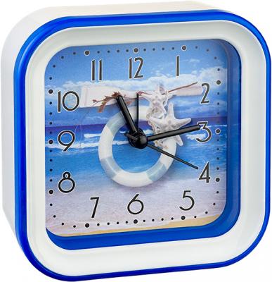 Часы-будильник Perfeo PF-TC-006 белый синий рисунок спасательный круг